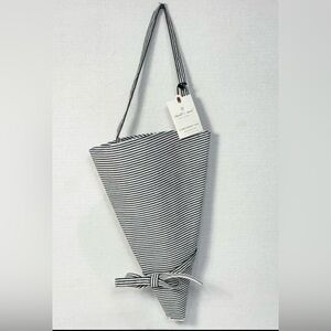Hearth and Hand With Magnolia Flower Market Tote Bag Gray White Stripes